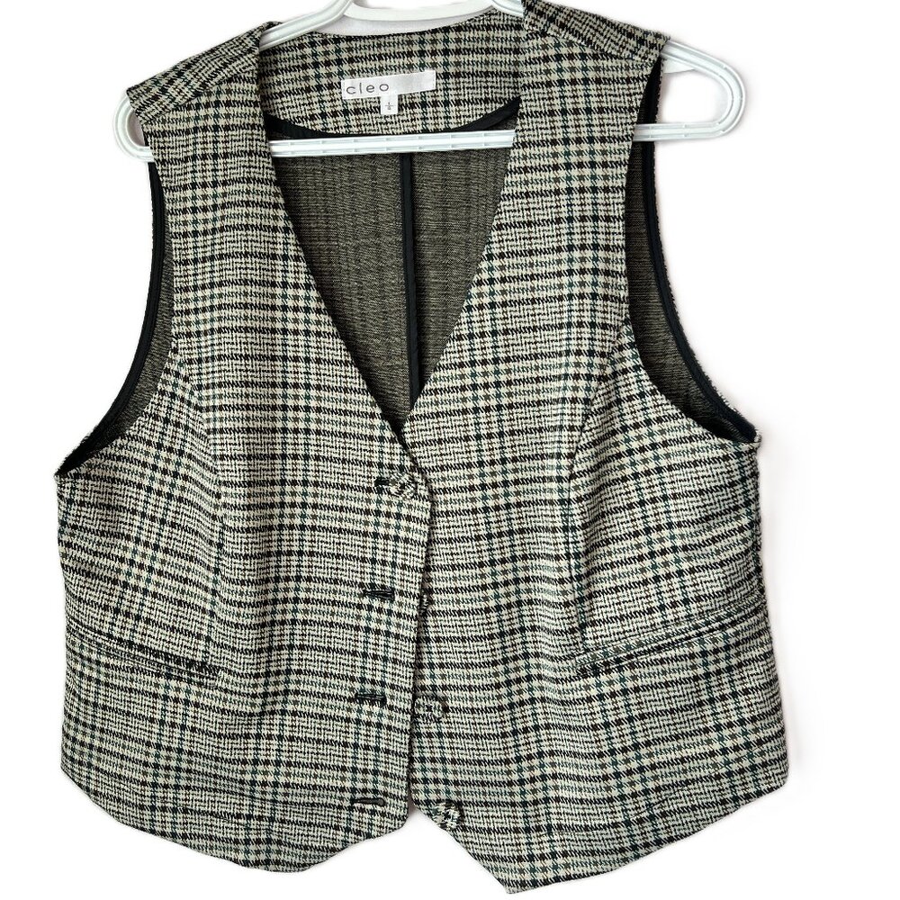 Houndstooth Vest Waistcoat – Vintage‑Inspired Classic Tailored Textured Cleo L